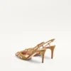 VLogo Signature Slingback Pump In Crust Leather With Floral Embroidery 80Mm VLogo Signature Slingback Pump In Crust Leather With Floral Embroidery 80Mm