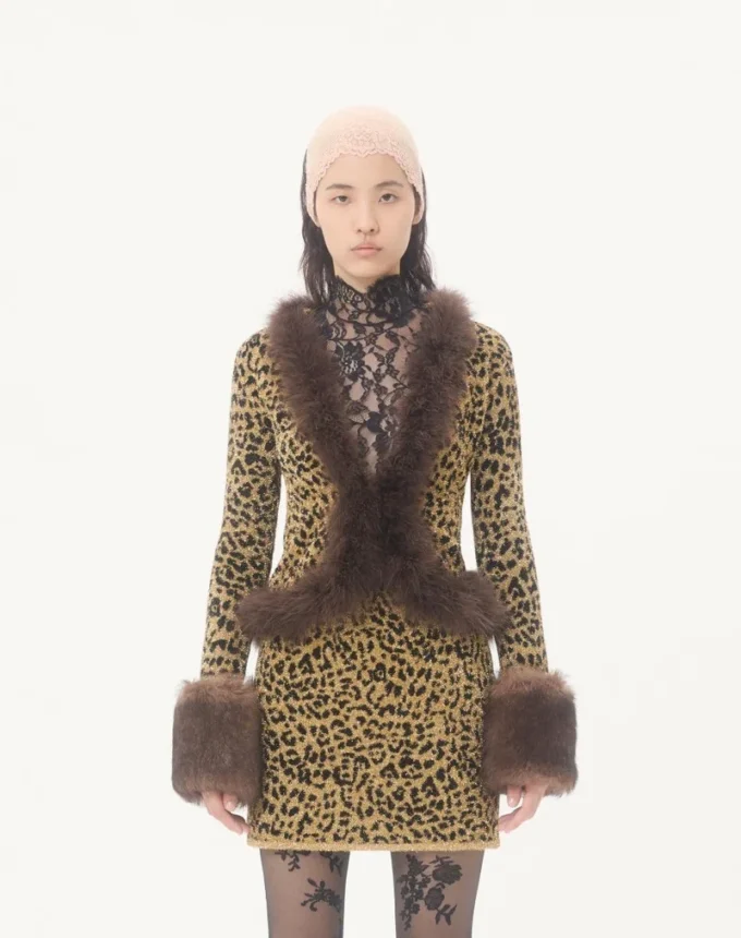 Ζακέτα από πλεκτό Lurex με ζακάρ animal print Ζακέτα από πλεκτό Lurex με ζακάρ animal print