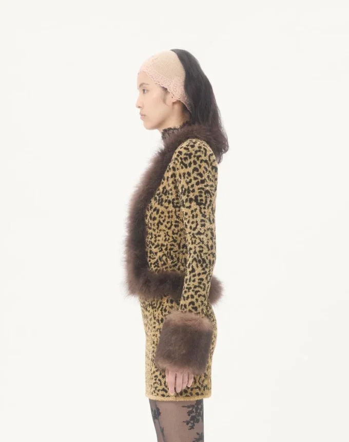 Ζακέτα από πλεκτό Lurex με ζακάρ animal print Ζακέτα από πλεκτό Lurex με ζακάρ animal print