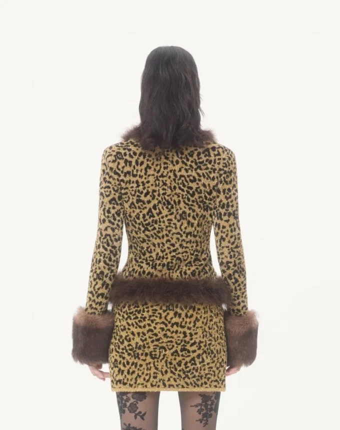 Ζακέτα από πλεκτό Lurex με ζακάρ animal print Ζακέτα από πλεκτό Lurex με ζακάρ animal print