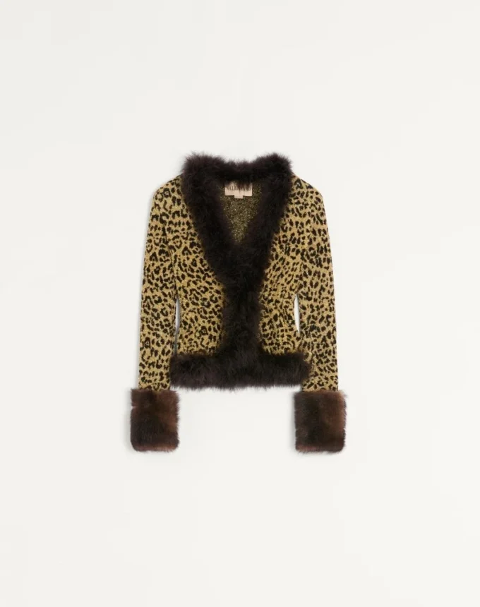 Ζακέτα από πλεκτό Lurex με ζακάρ animal print Ζακέτα από πλεκτό Lurex με ζακάρ animal print