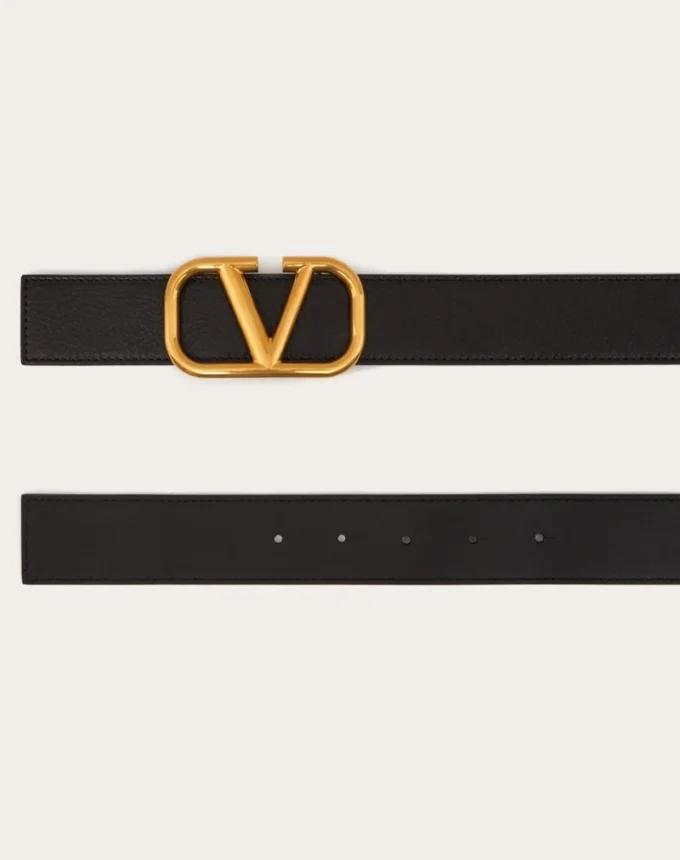 Ζώνη Vlogo Signature από δέρμα αγελάδας με ομπρέ