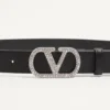 Ζώνη VLogo Signature από γυαλιστερό δέρμα μοσχαριού με κρύσταλλα 30 mm Ζώνη VLogo Signature από γυαλιστερό δέρμα μοσχαριού με κρύσταλλα 30 mm