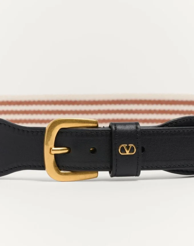 Ζώνη Vlogo Signature από κορδέλα και δέρμα μοσχαριού 35 mm Ζώνη Vlogo Signature από κορδέλα και δέρμα μοσχαριού 35 mm